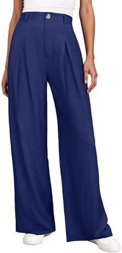 Arach&Cloz 2026 Women's Wrinkle Free Wide Leg Dress Pants High